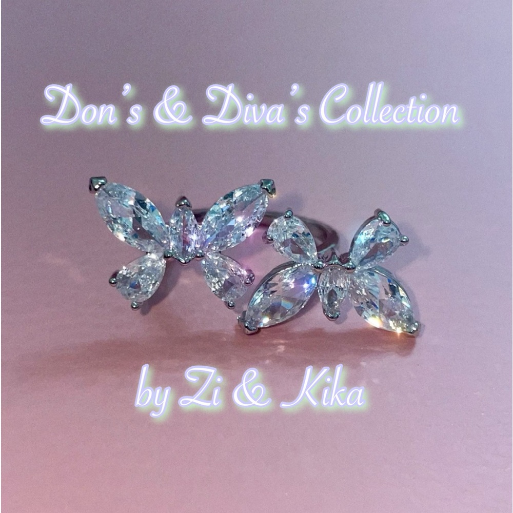 Silver CZ Doubly Adjustable Butterfly Ring